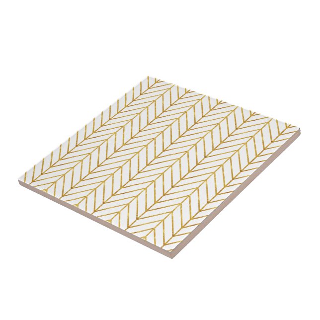 Carreau chevron de feuille d'or (Côté)