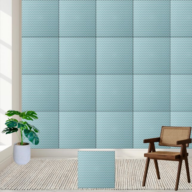 Carreau Chevron Turquoise et Blanc - Zigzag moderne (Turquoise and White Chevron - Modern Zigzag Ceramic Tile)