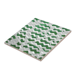 Carreau Chevron Vache vert et blanc Impression