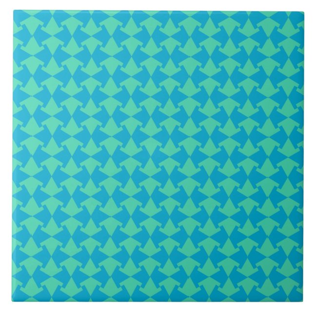 Carreau Chic Aqua et Turquoise Motif géométrique islamique (Devant)
