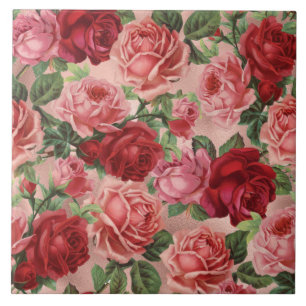 Carreau Chic Elegant Vintage rose pâle rose rose rose rose