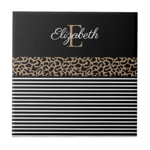 Carreau Chic Empreinte de léopard Monogramme