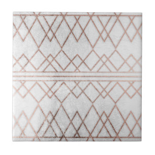 Carreau Chic moderne Faux Rose Gold Triangles géométriques