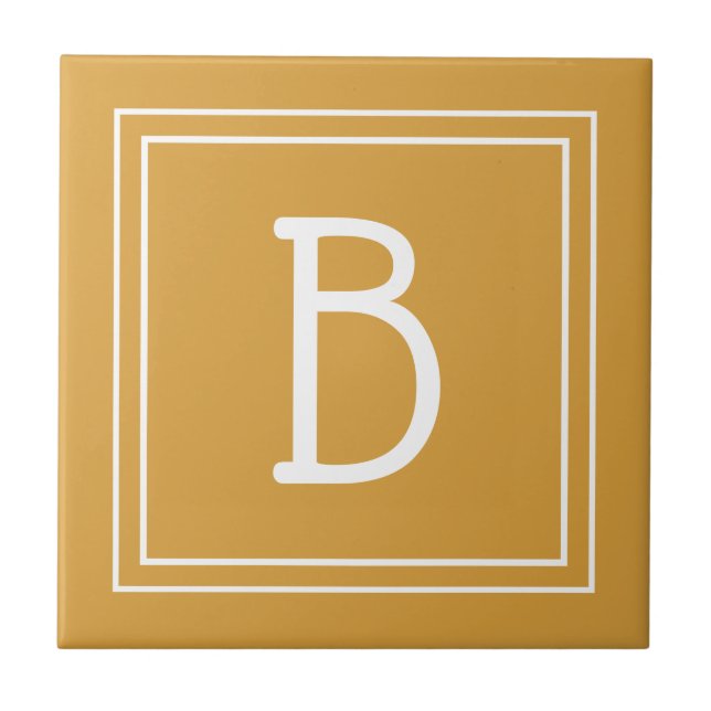 Carreau Chic Monogramme jaune or & blanc initial (Devant)