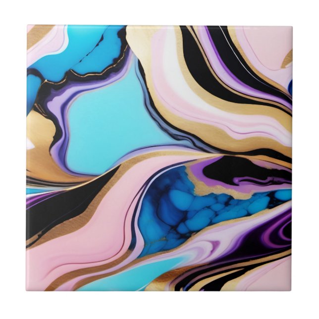 Carreau Chic Pastel violet or rose bleu Faux Marble (Devant)
