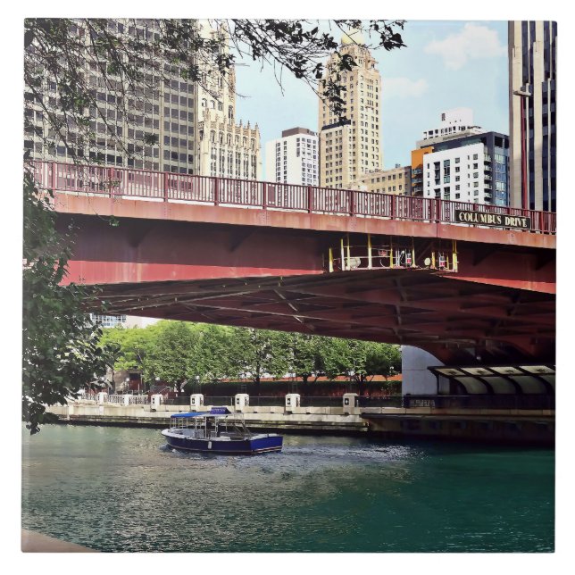 Carreau Chicago IL - Taxi de l'eau sous Columbus Dr Bridge (Devant)