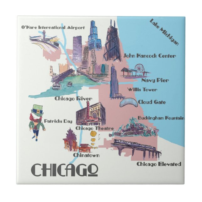 Carreau Chicago la Géorgie accentue la carte (Devant)