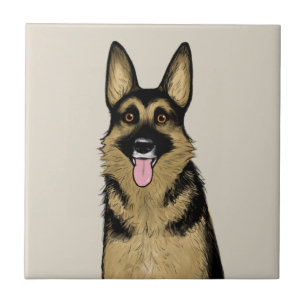 Carreau Chien berger allemand   Joli dessin animé pour ani