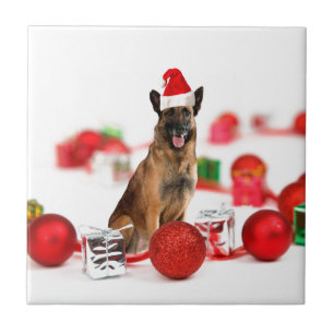 Carreau Chien berger allemand w Cadeaux de Noël Santa Hat