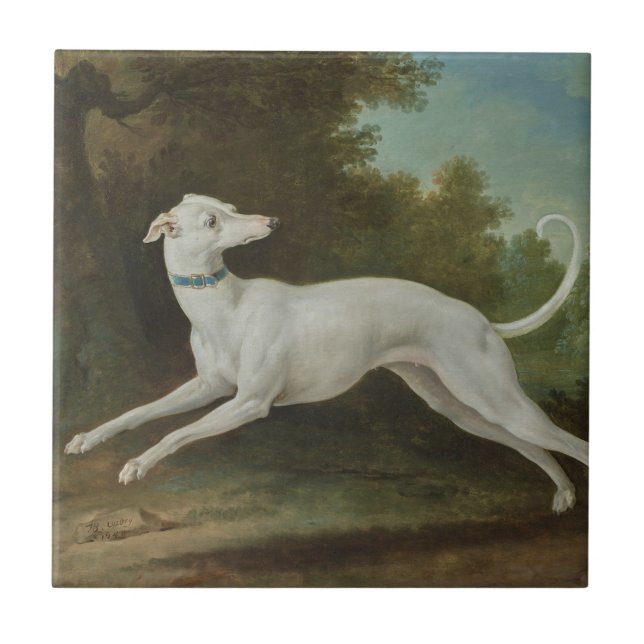 Carreau Chien blanc gris (par Jean-Baptiste Oudry) (Devant)