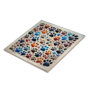 Carreau Chien canin coloré empreinte de patte avec passion