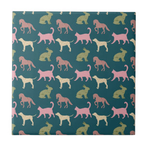 Carreau Chien Chat Cheval Animal Silhouettes Motif