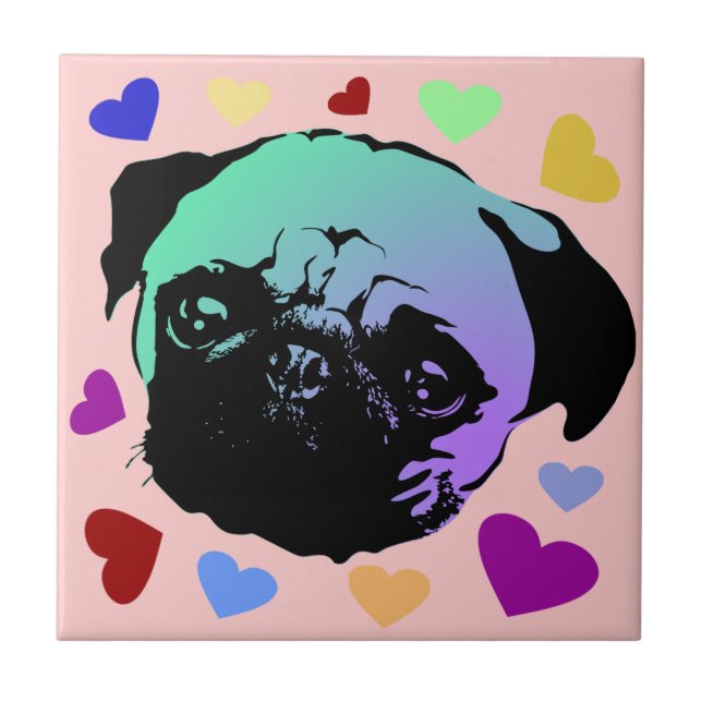 Carreau Chien Chiot Carlin Style PopArt Rétro (Devant)