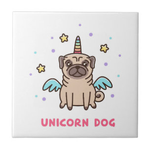 Carreau Chien d'arc-en-ciel de licorne