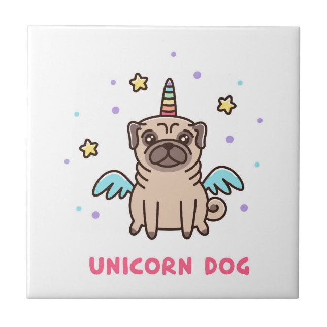 Carreau Chien d'arc-en-ciel de licorne (Devant)