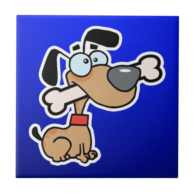 Carreau Chien de bande dessinée ; Bleu (Devant)