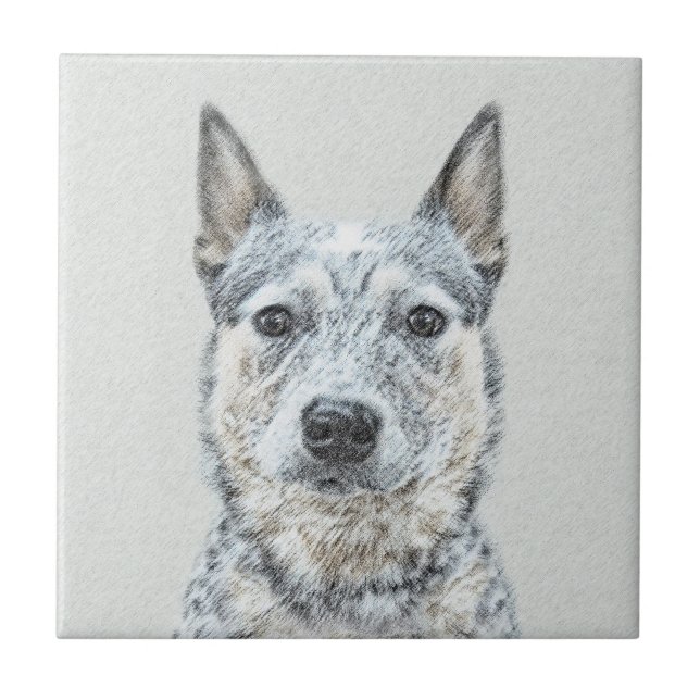 Carreau Chien de bétail australien - Cute Original Dog Art (Devant)