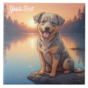 Carreau Chien de bétail australien par lac