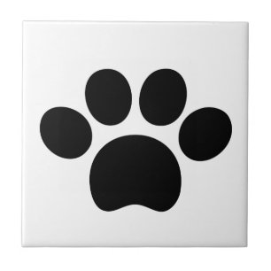 Carreau Chien de chat noir empreinte de patte mignon sur b