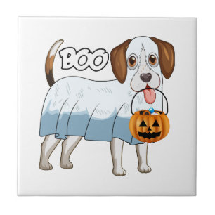 Carreau Chien de Halloween Beagle Fantôme