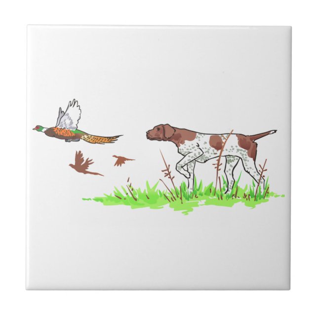 Carreau Chien d'oiseaux et faisans (Devant)