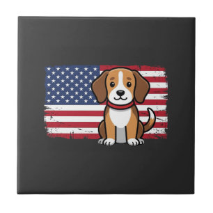 Carreau Chien du drapeau américain vecteur patriotique