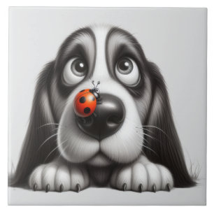 Carreau Chien mignon avec coccinelle