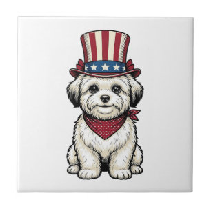 Carreau Chien Patriotique Gravure Vintage Design Vectoriel