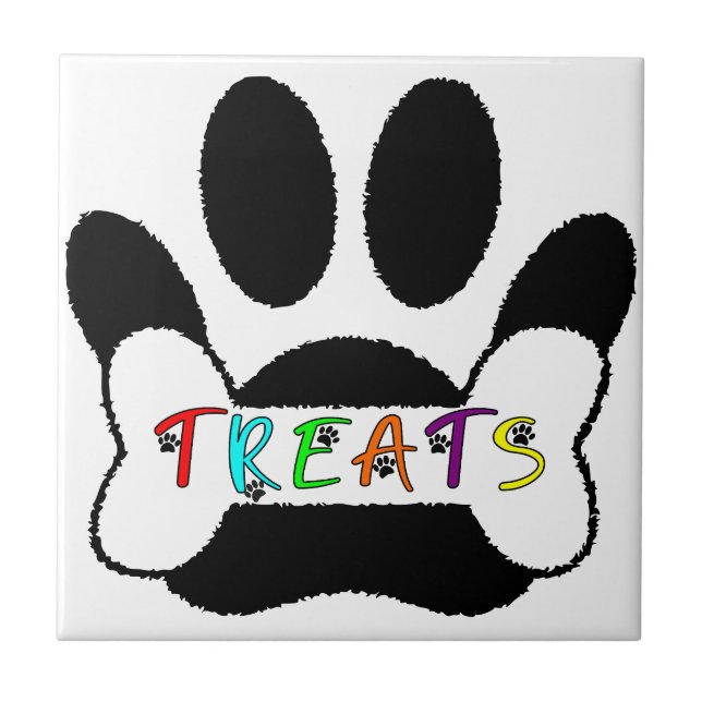 Carreau Chien Pawprint Bone Traite Personnalisé (Devant)