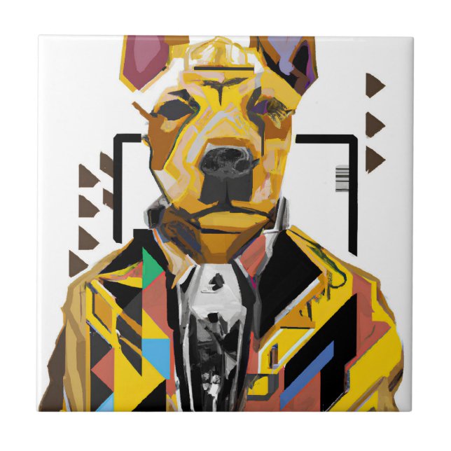 Carreau Chien portant un costume : Art numérique (Devant)
