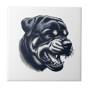 Carreau Chien Rottweiler en colère  Illustration de chien 