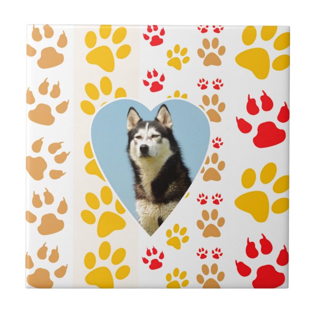 Carreau Chien sibérien - pattes cardiaques Imprimer (Devant)