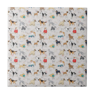 Carreau Chiens mignons Design Motif Blanc