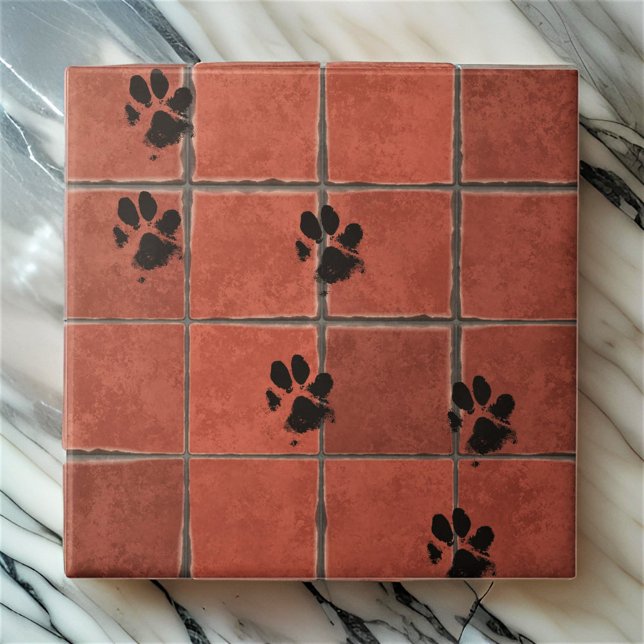 Carreau Chiens Paws Terracotta Paw Traces | (Créateur téléchargé)