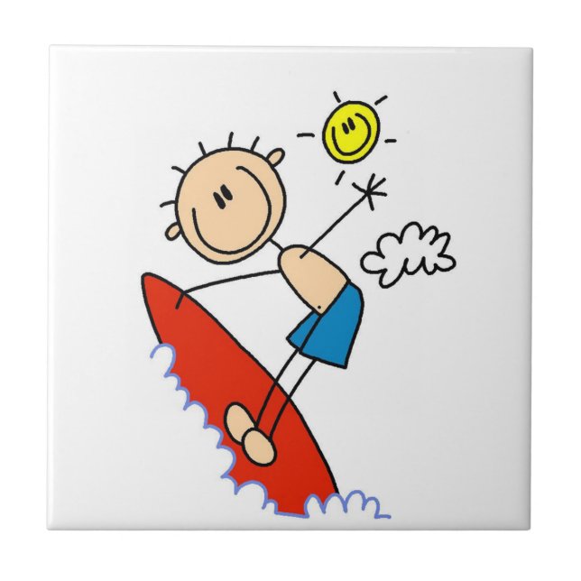 Carreau Chiffre surfant de bâton de garçon (Devant)