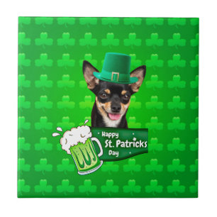 Carreau Chihuahua Chien Chiot Chiot St. Patrick's Day Clov