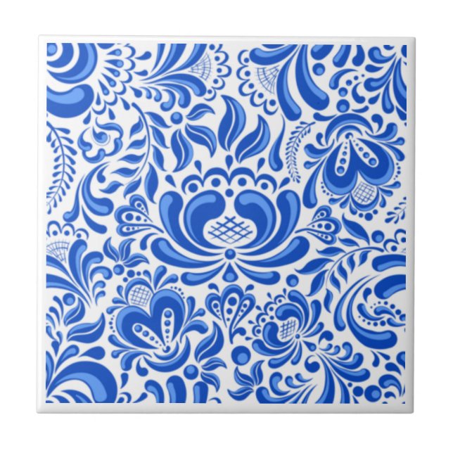 Carreau Chine bleu céramique / dessous de verre (Devant)