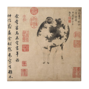 Carreau Chine Peinture Ram Chèvre lunaire Année Zodiac Tui
