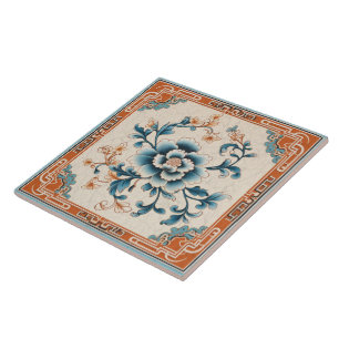 Carreau Chine traditionnelle Ork Ink Flower Art 3
