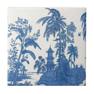 Carreau Chinoiserie bleue et blanche