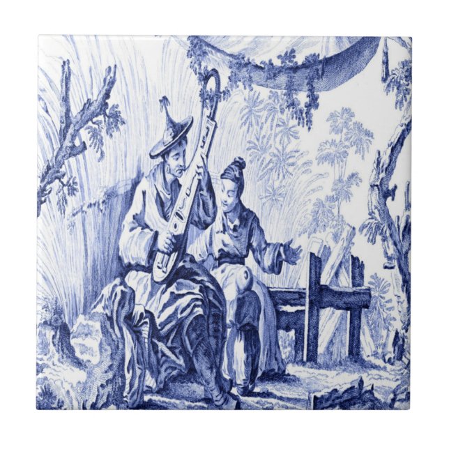 Carreau Chinoiserie bleue et blanche (Devant)