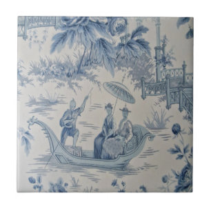 Carreau Chinoiserie bleue et blanche