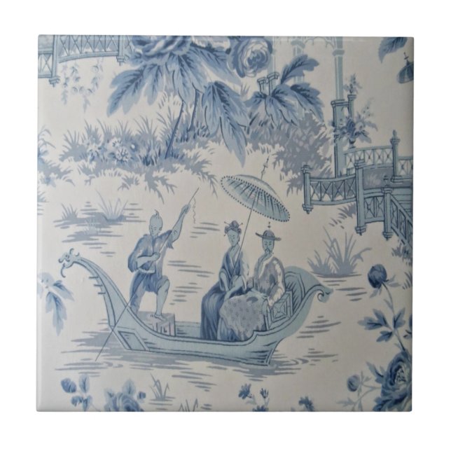 Carreau Chinoiserie bleue et blanche (Devant)