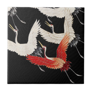 Carreau Chinoiserie Grue volante Zen Kimono minimaliste Ar