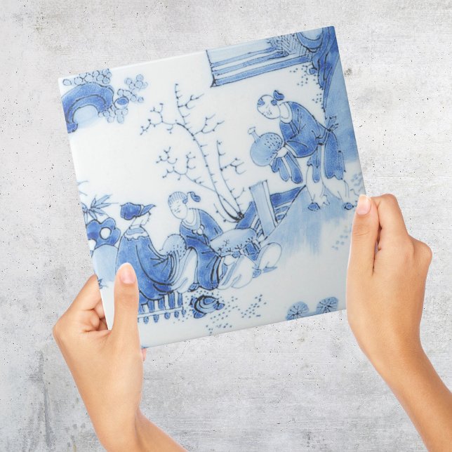 Carreau Chinoiserie Repro Delft Tile Bleue (Repro Delft Tile Blue Chinoiserie
)