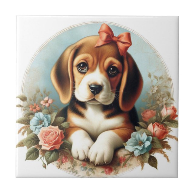 Carreau Chiot Beagle vintage (Devant)