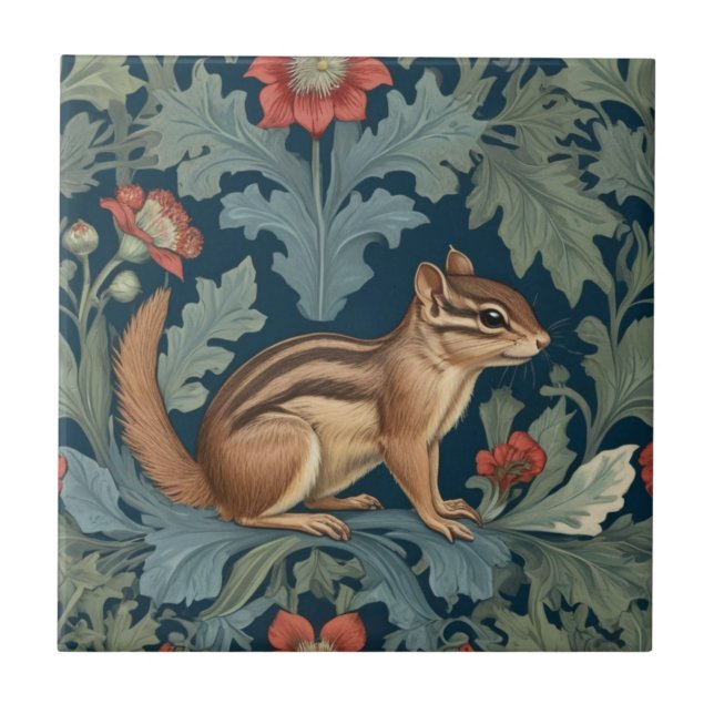 Carreau Chipmunk William Morris style Droite face Feuillet (Devant)