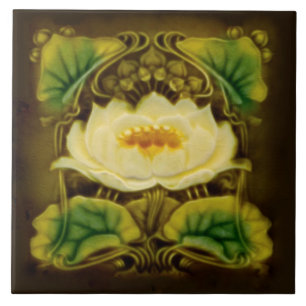 Carreau Chocolat Art Nouveau Marsden Majolica Tuile Floral