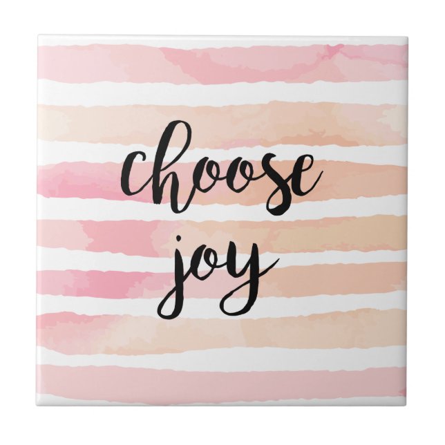 Carreau Choisissez Joy Citation Inspirationnelle Aquarelle (Devant)