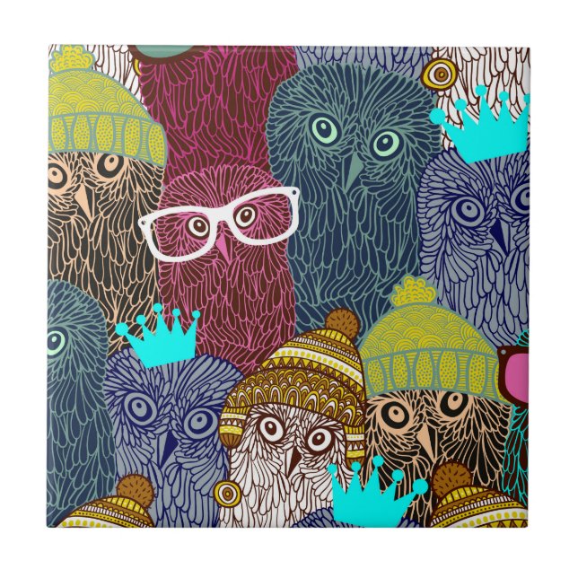 Carreau Chouette dans la couronne (Devant)